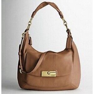 Coach Kristin Hobo Crossbody Top Handle Bag Tan Brown Large Leather Adjustable